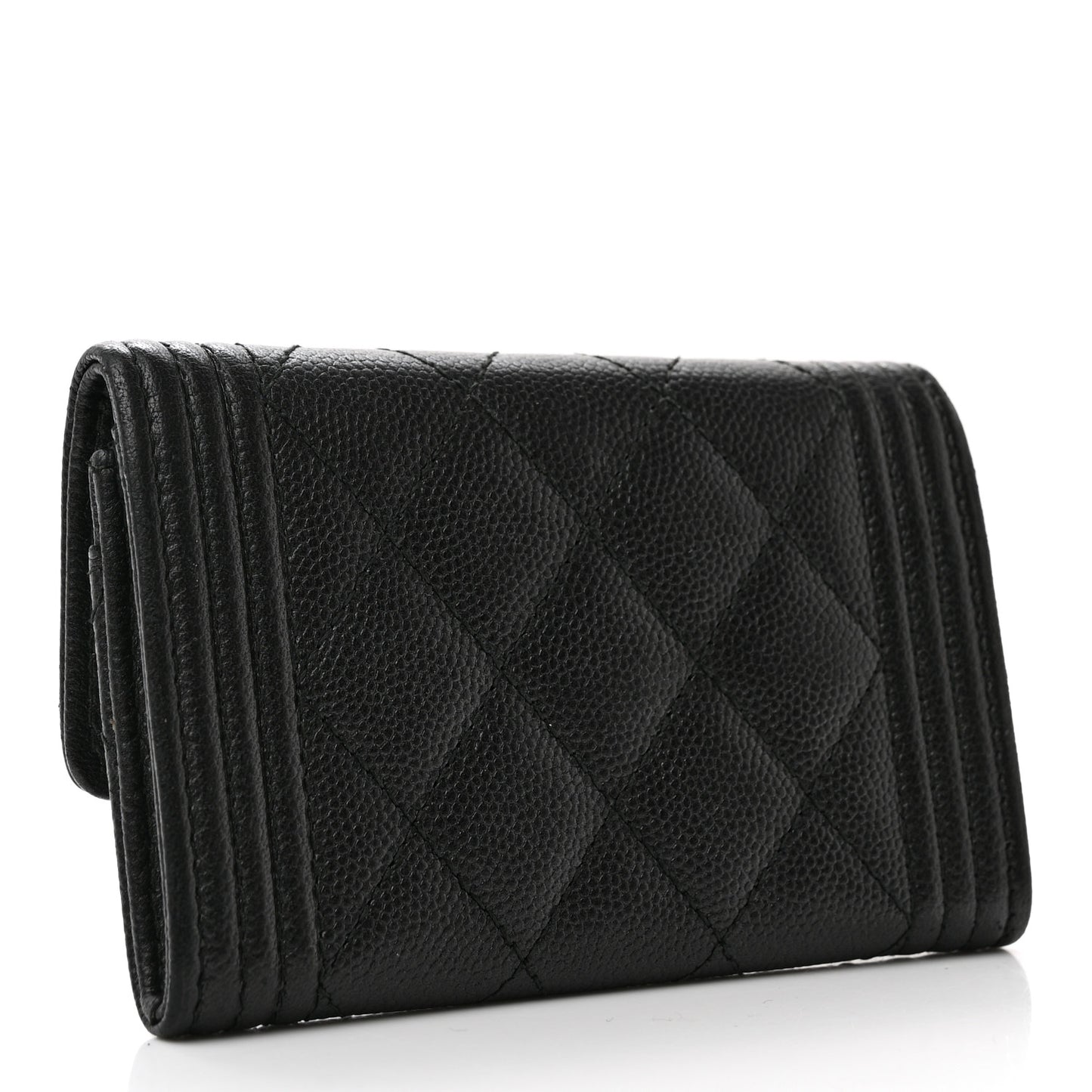 Caviar Quilted Boy Flap Card Holder So Black