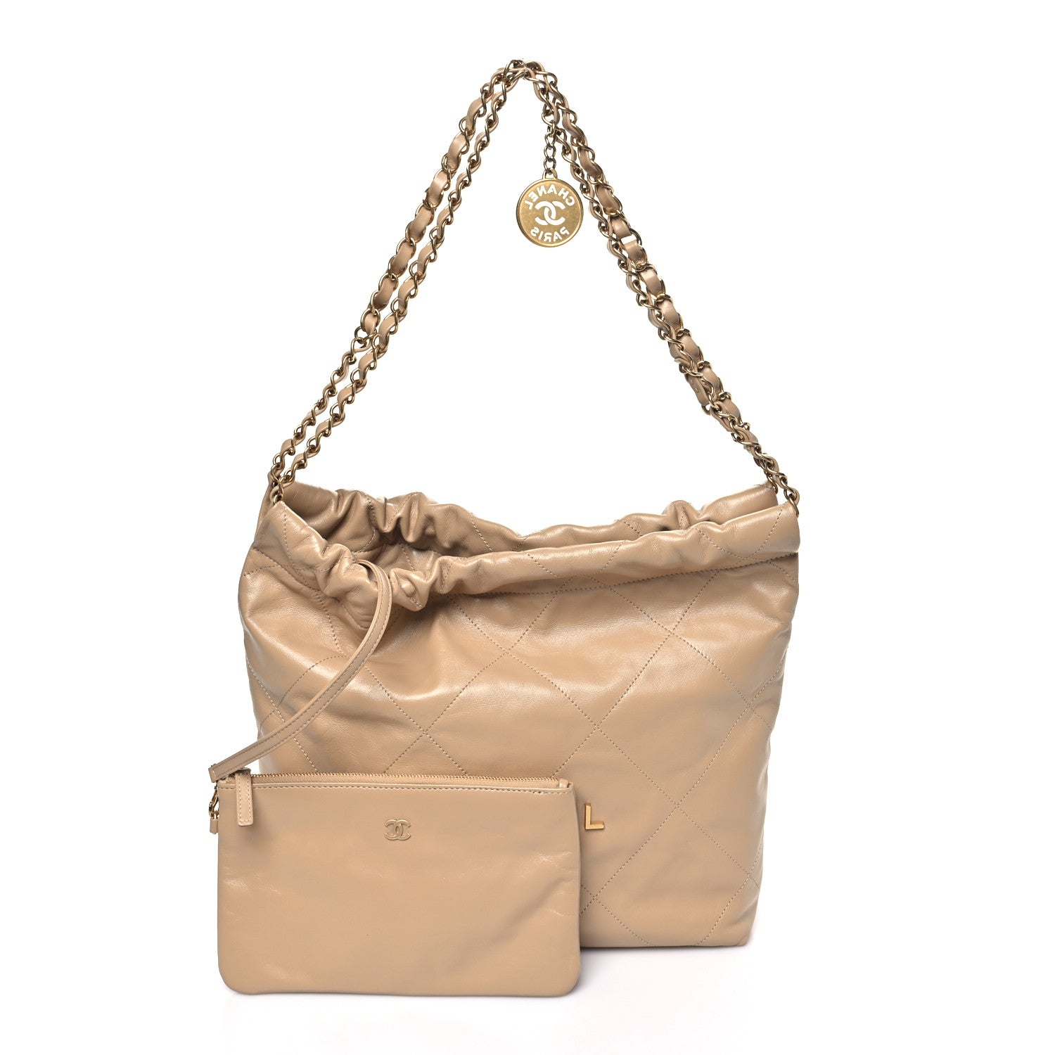 Chanel Shiny Calfskin Quilted Small Chanel 22 Beige 1815229