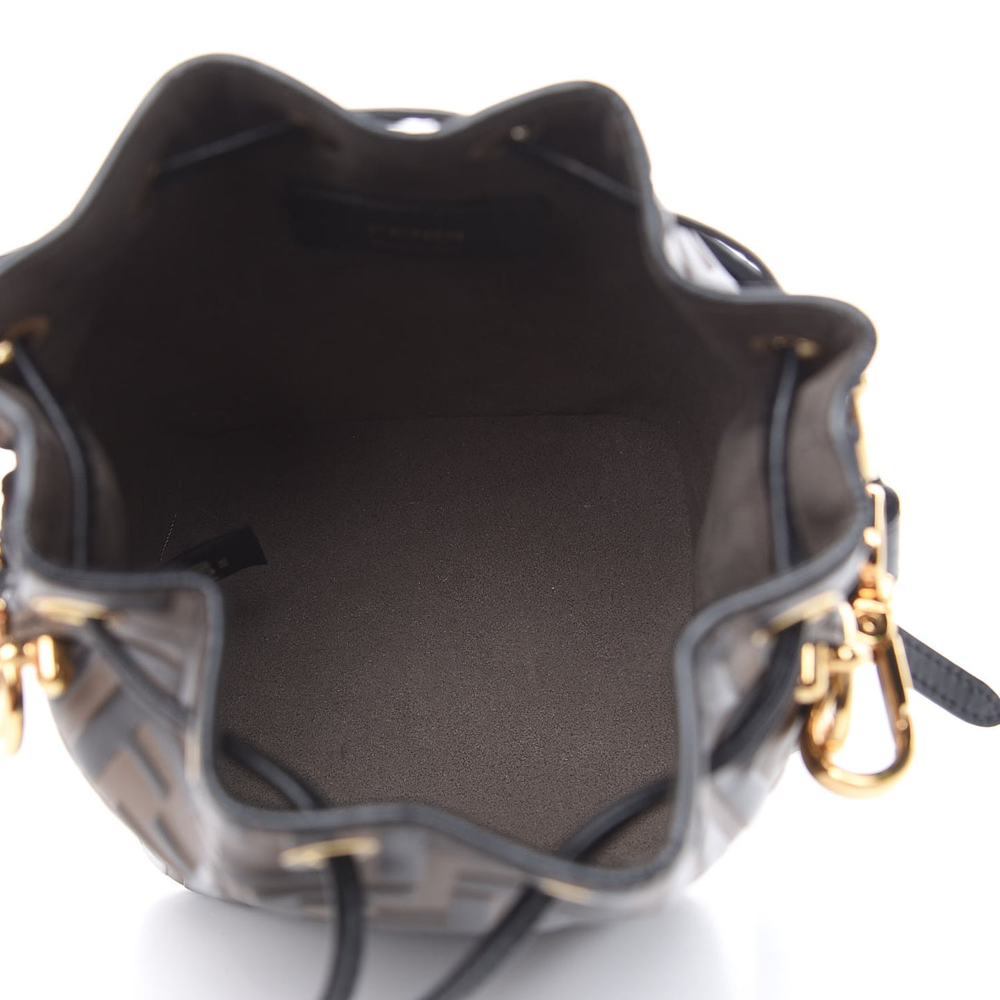 Vitello Liberty F is Fendi Bi-Color FF 1974 Embossed Mini Mon Tresor Bucket Bag Maya Black