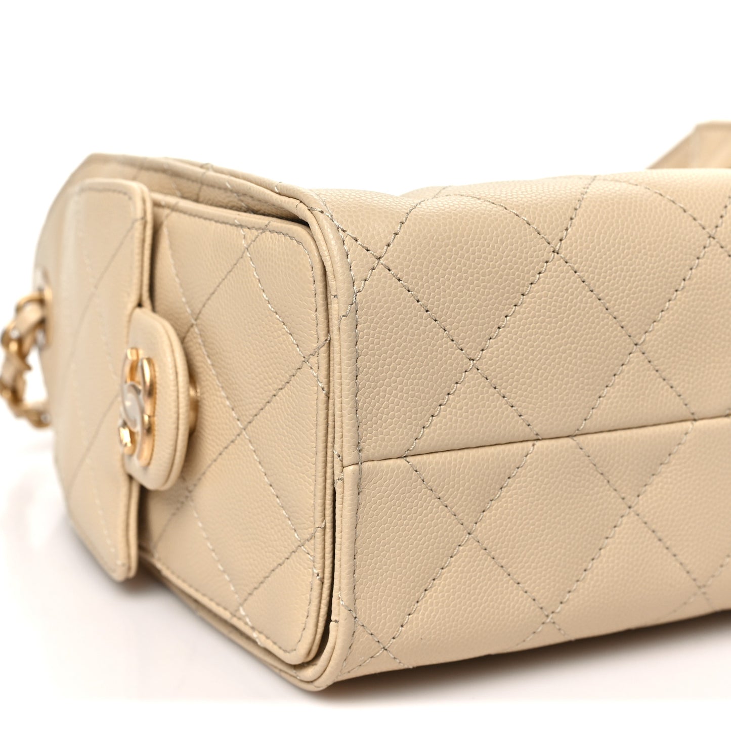 Caviar Quilted Mini Chanel 25 Handbag Beige