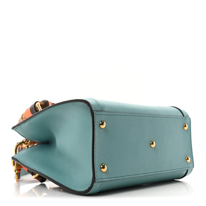 Gucci Wonka Grain Calfskin Mini Diana Tote Bag Dusty Azure Orange Fluo 4 of 11