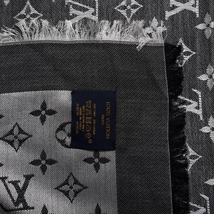 Louis Vuitton Wool Silk Monogram Denim Shawl Black 3 of 4