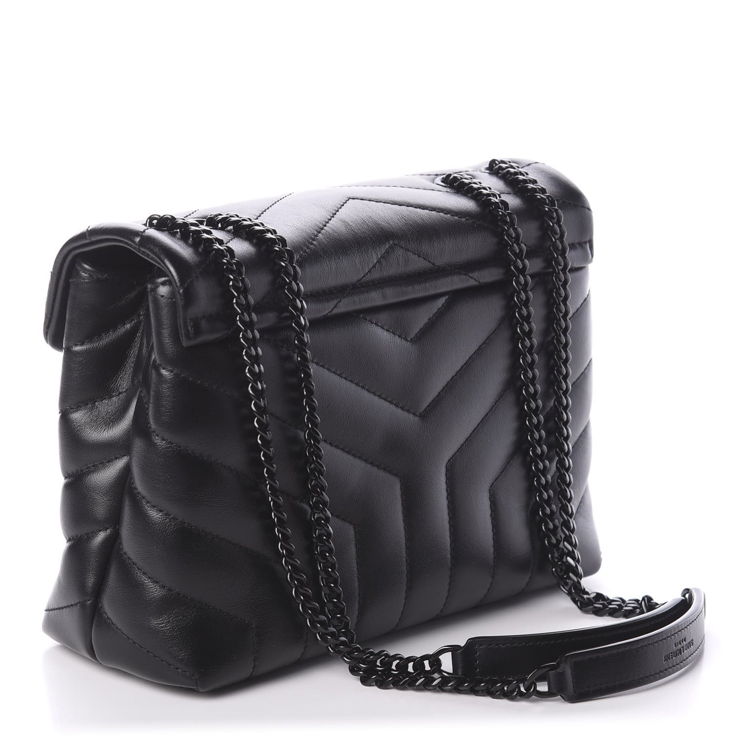 Calfskin Y Quilted Monogram Small Loulou Chain Satchel Black
