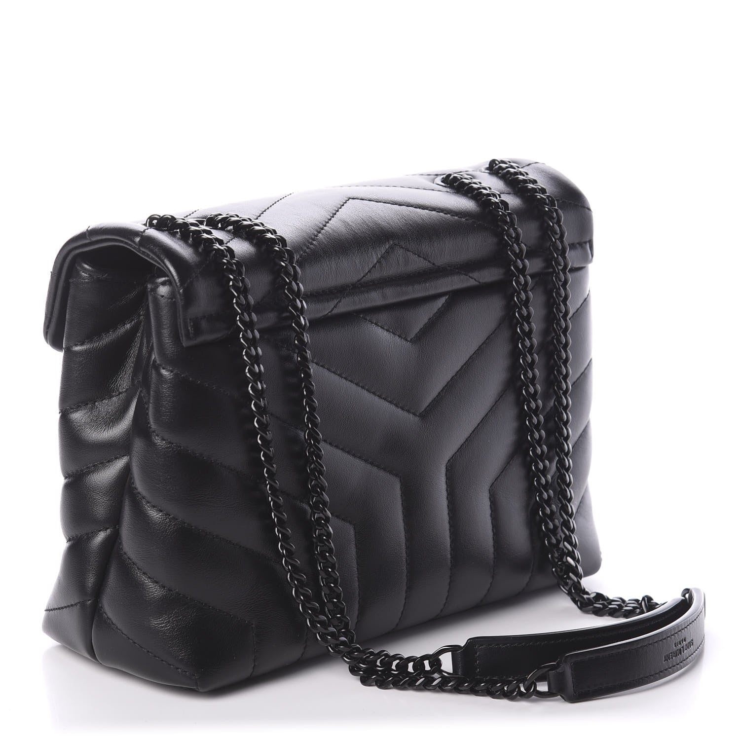 Saint Laurent Calfskin Y Quilted Monogram Small Loulou Chain Satchel Black 4 of 10