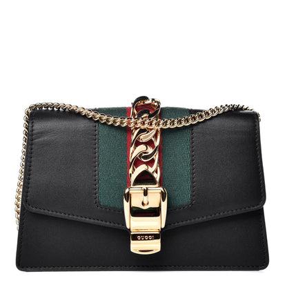 Gucci Calfskin Super Mini Sylvie Chain Shoulder Bag Black 1 of 10