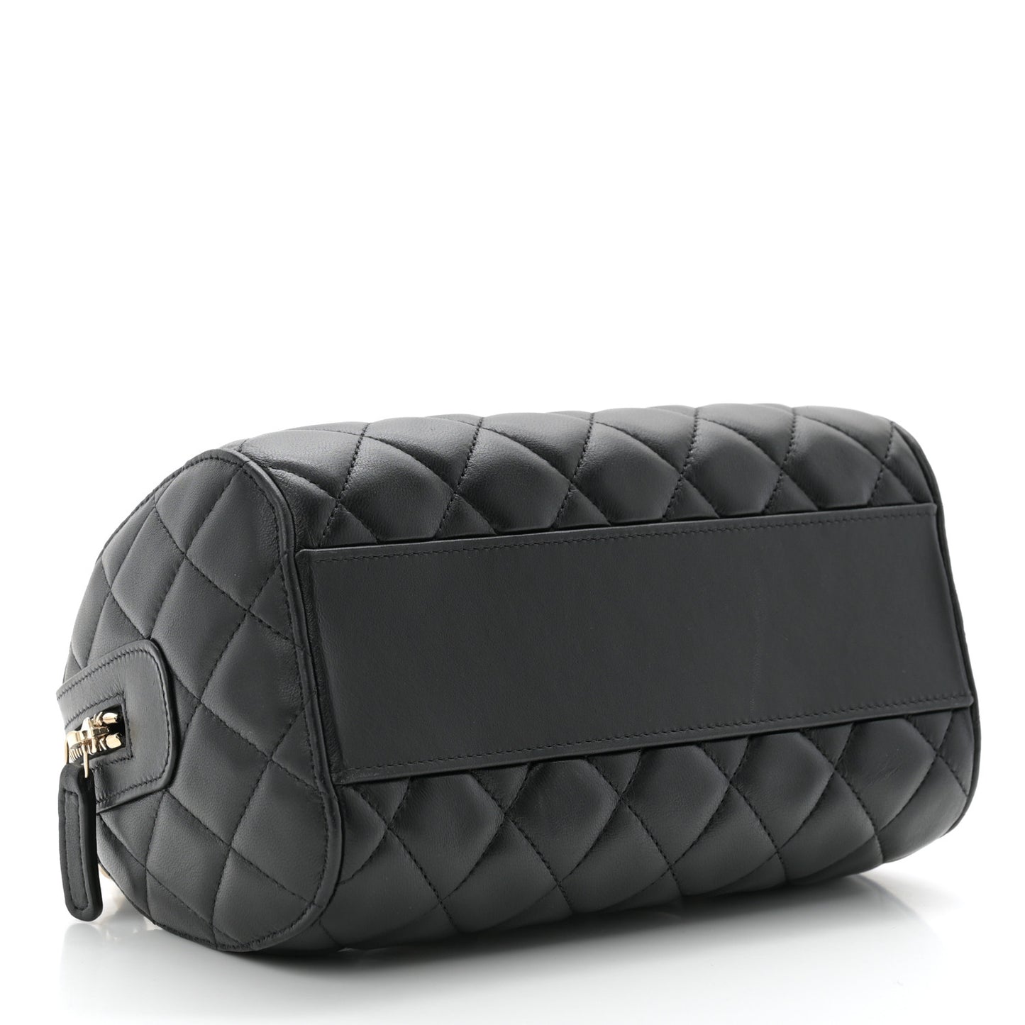 Lambskin Quilted Mini Bowling Bag Black