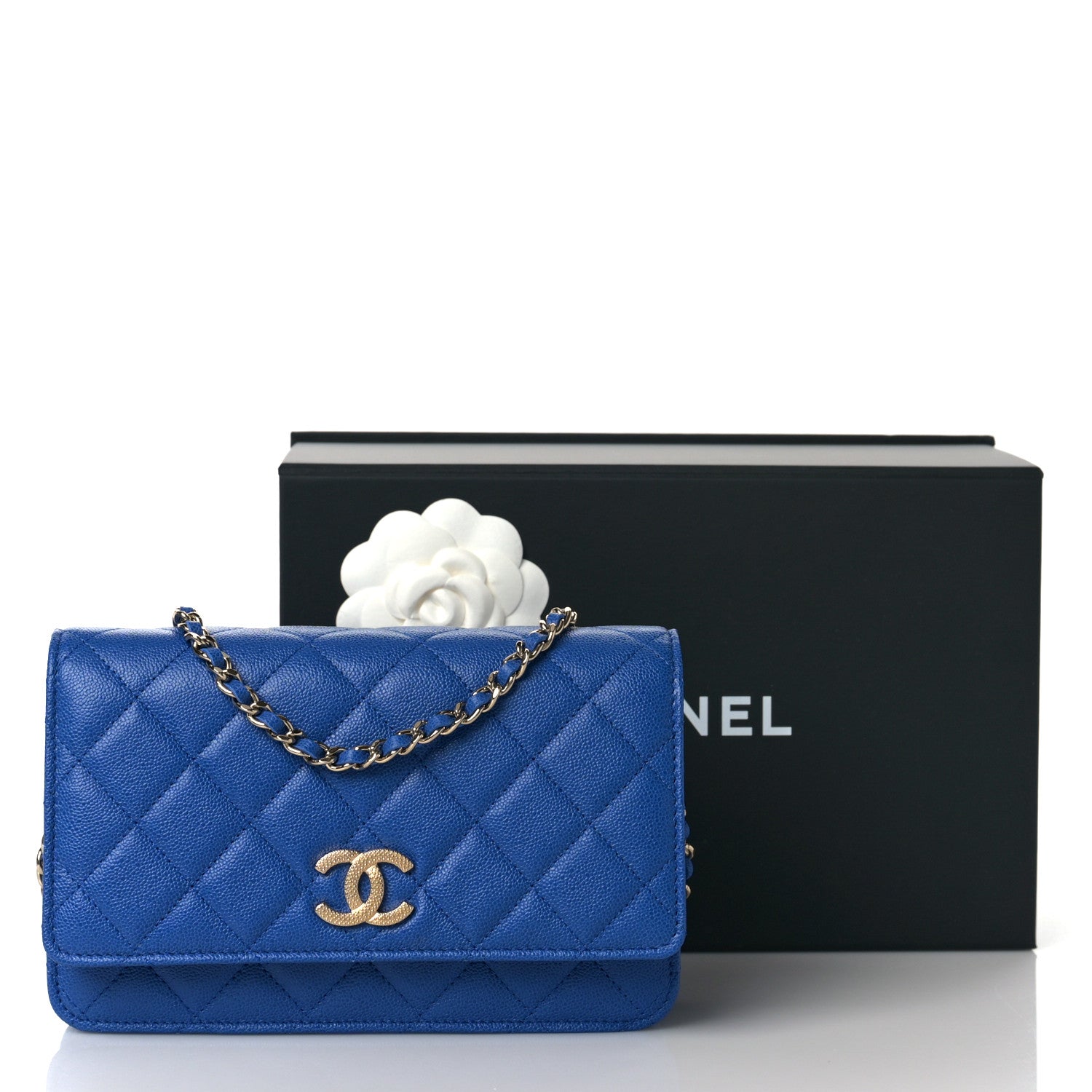 Chanel Caviar Quilted Wallet On Chain WOC Dark Blue 10 of 10