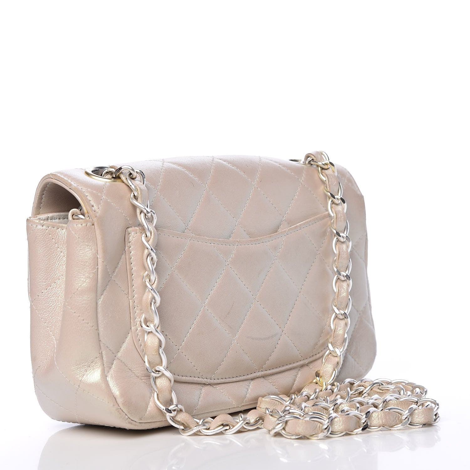 Chanel Metallic Lambskin Quilted Extra Mini Rectangular Flap Ivory 4 of 25