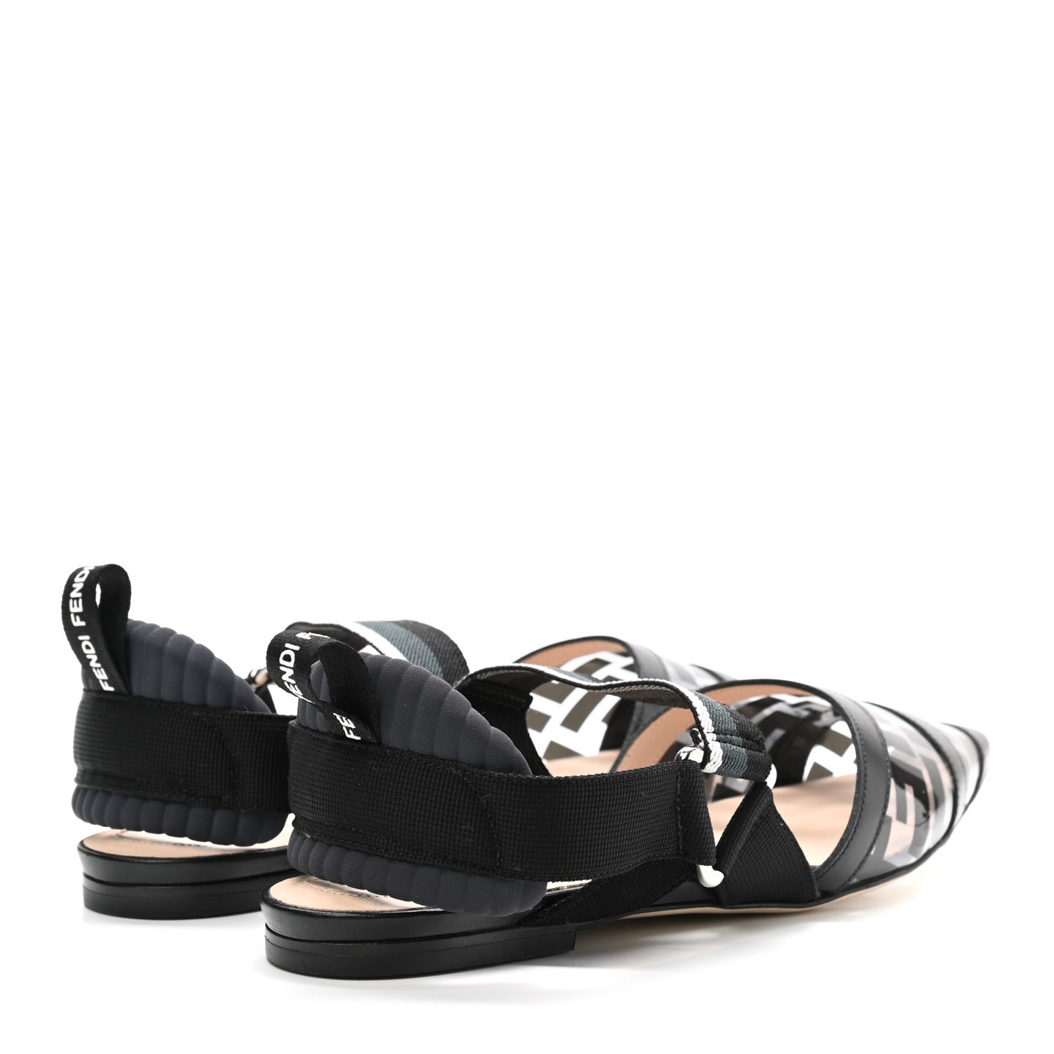 Fendi PVC Calfskin FF Colibri Slingback Ballerina Flats 37 Black 4 of 8