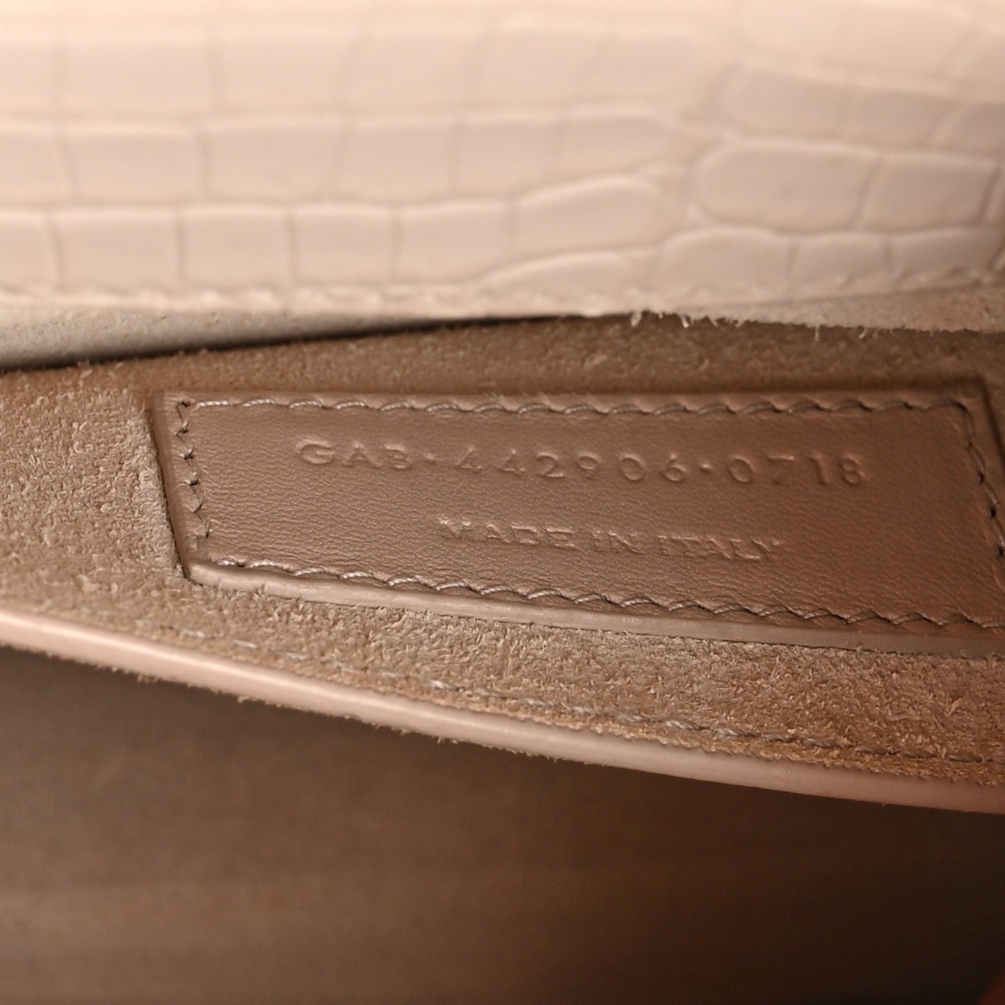 Calfskin Crocodile Embossed Medium Monogram Sunset Dark Beige