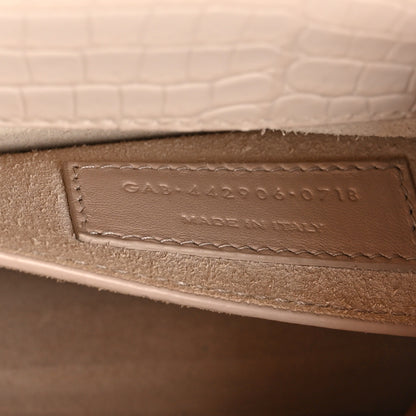 Saint Laurent Calfskin Crocodile Embossed Medium Monogram Sunset Dark Beige 8 of 17