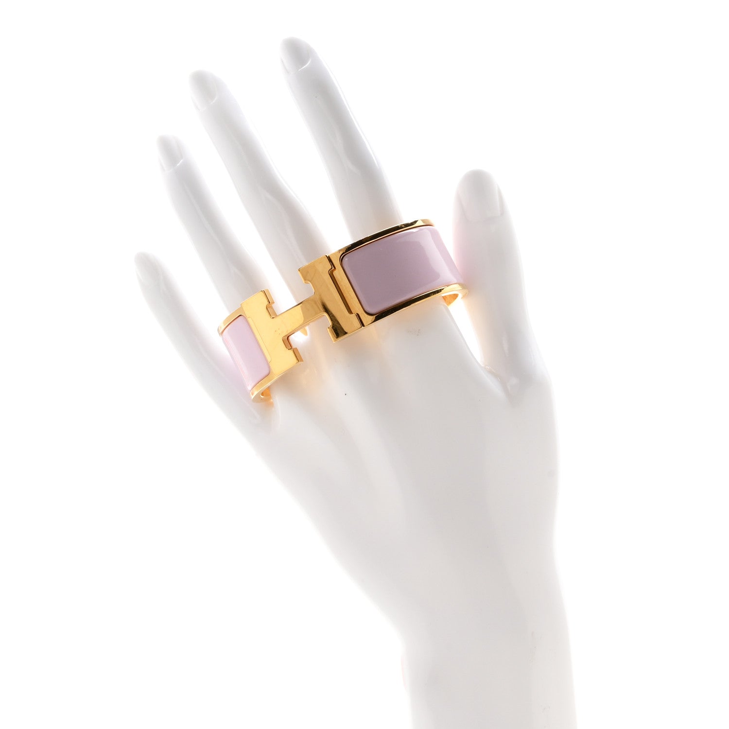 Hermes Enamel Wide Clic Clac H Bracelet PM Rose Dragee 2 of 5