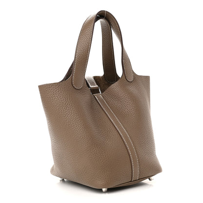 Hermes Taurillon Clemence Picotin Lock 18 PM Etoupe 2 of 8