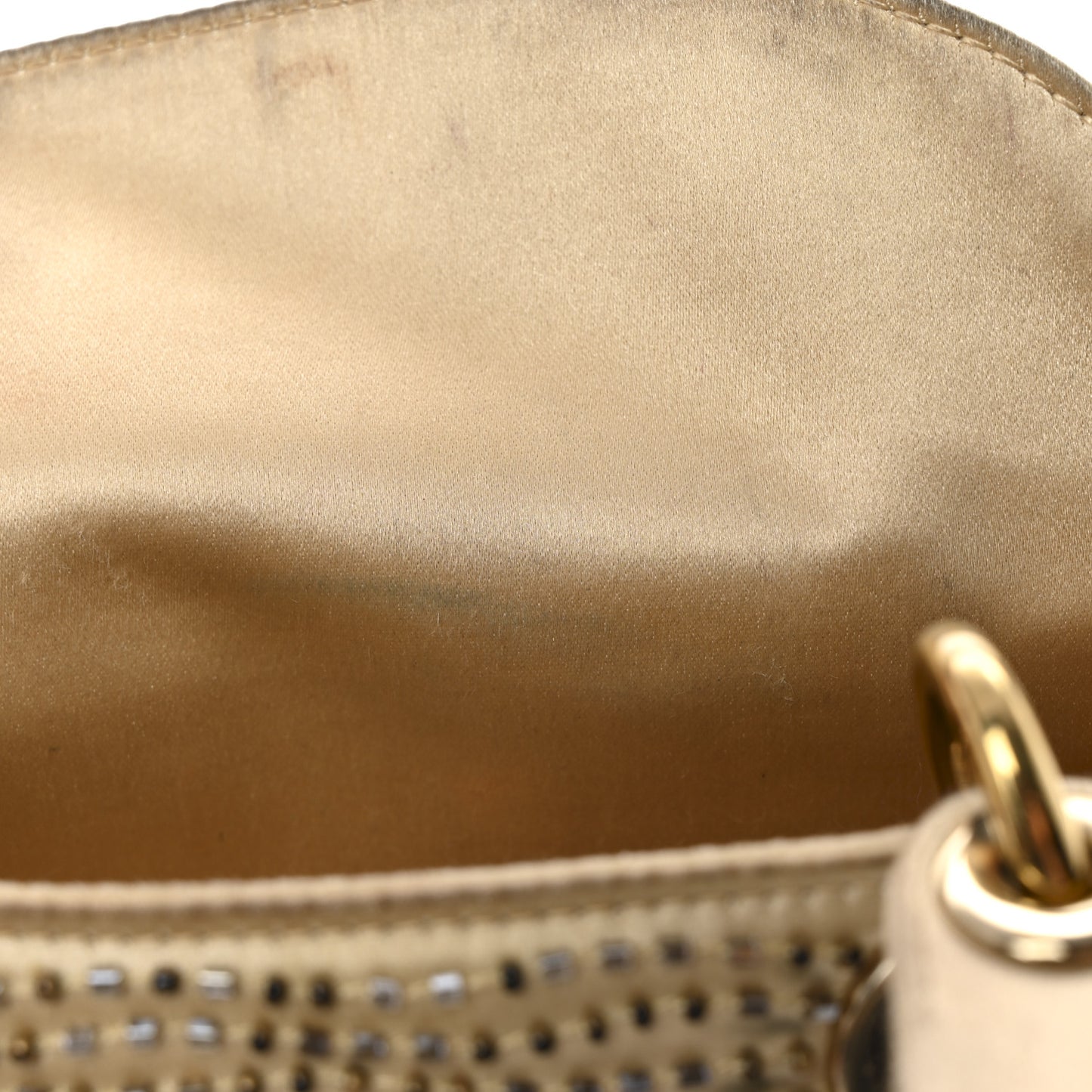 Satin Beaded Mini Lady Dior Gold