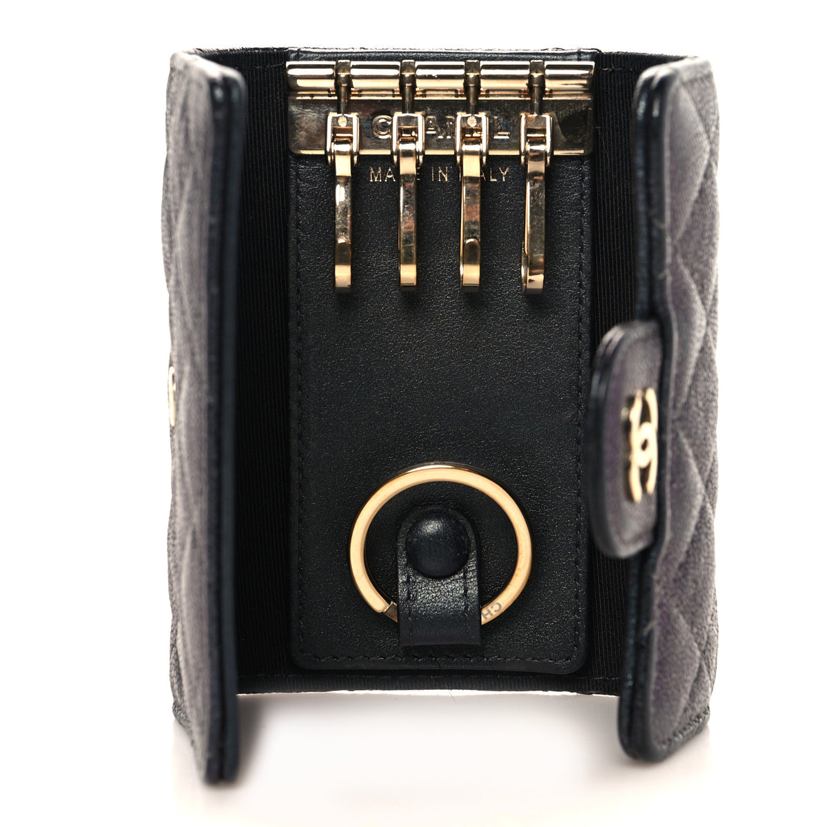 Chanel Iridescent Caviar Quilted Classic 4 Key Holder Wallet Black 5 of 9