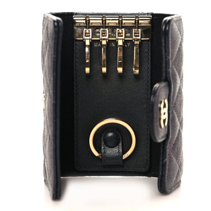 Chanel Iridescent Caviar Quilted Classic 4 Key Holder Wallet Black 5 of 9