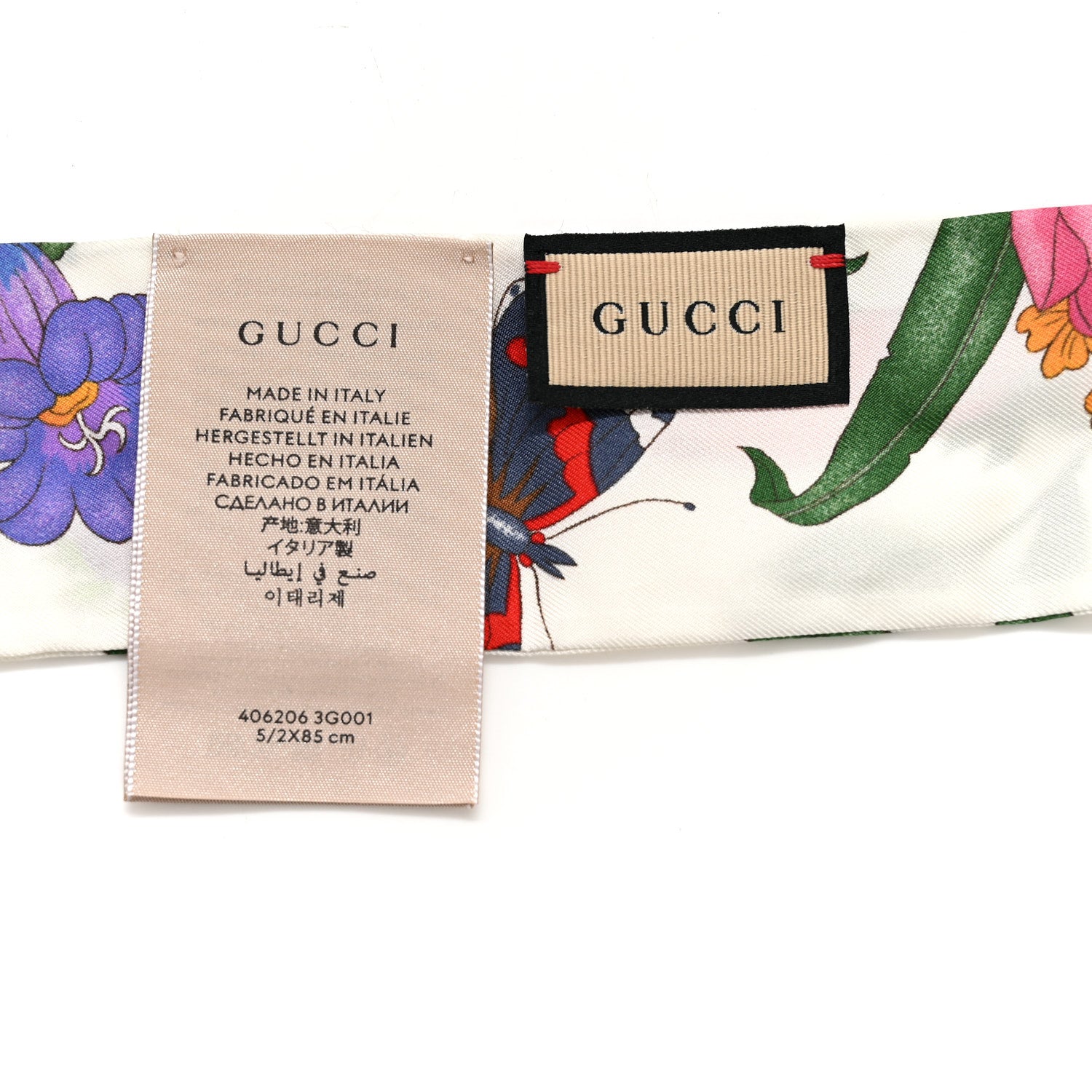 Gucci Silk Twill Flora Neck Bow White Multicolor 3 of 3