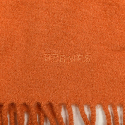 Hermes Cashmere Fringe Scarf Orange 3 of 4