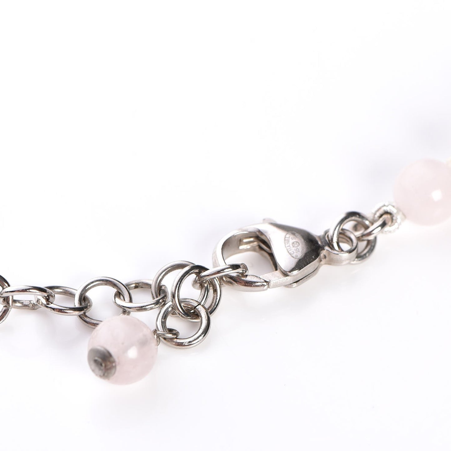 Bead Crystal CC Choker Necklace Pink Silver
