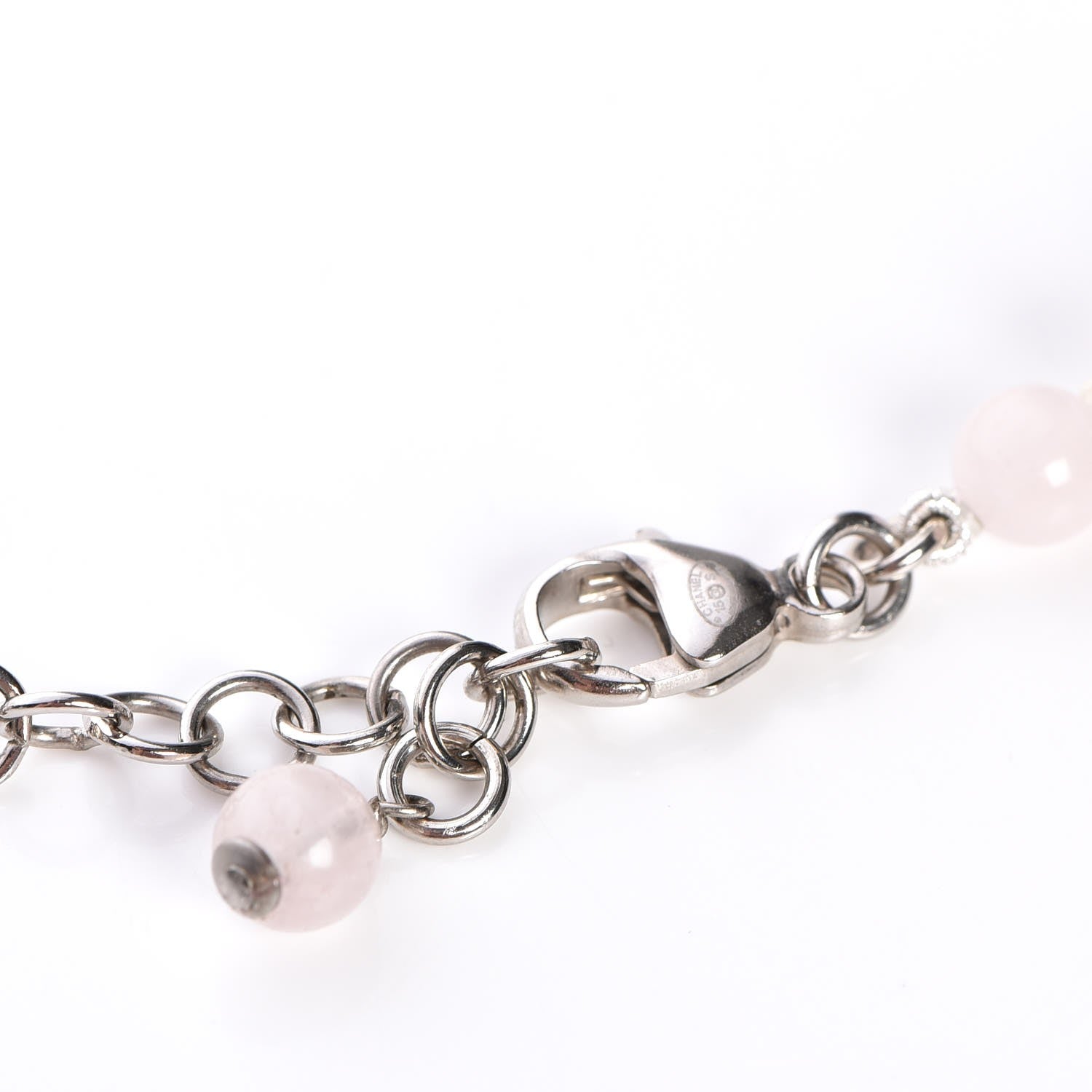 Chanel Bead Crystal CC Choker Necklace Pink Silver 7 of 7