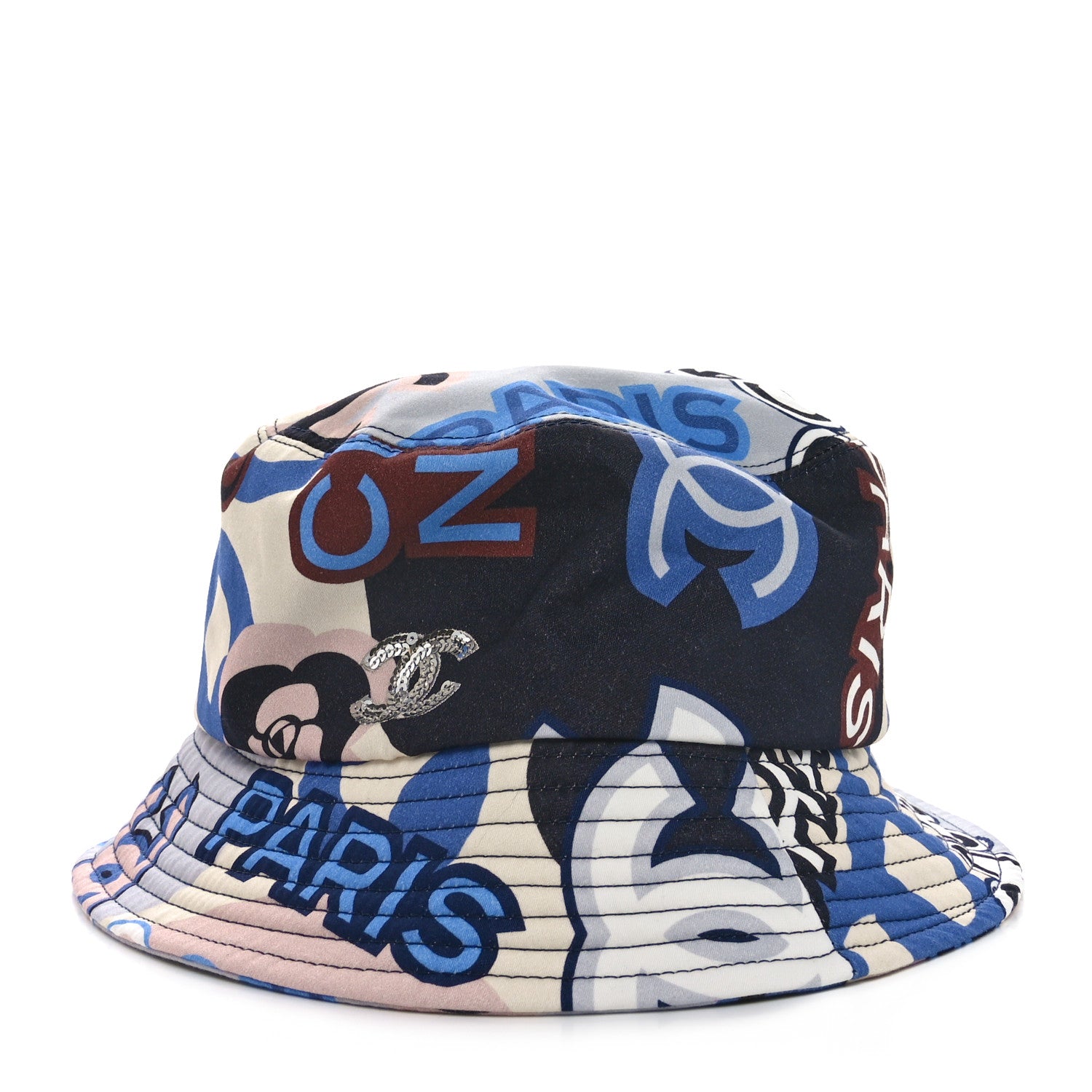 Chanel Cotton Sequin CC Cloche Bucket Hat L Navy Blue Black Beige 5 of 10