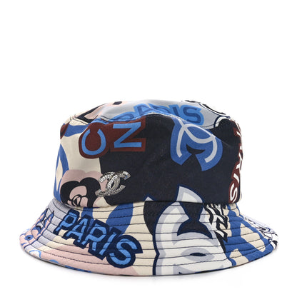 Chanel Cotton Sequin CC Cloche Bucket Hat L Navy Blue Black Beige 5 of 10