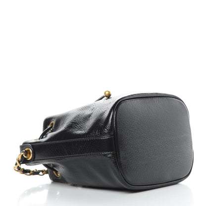 Chanel Shiny Aged Calfskin CC Chain Mini Drawstring Bag Black 4 of 10