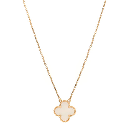 Van Cleef & Arpels 18K Yellow Gold Mother of Pearl Vintage Alhambra Pendant Necklace 1 of 4