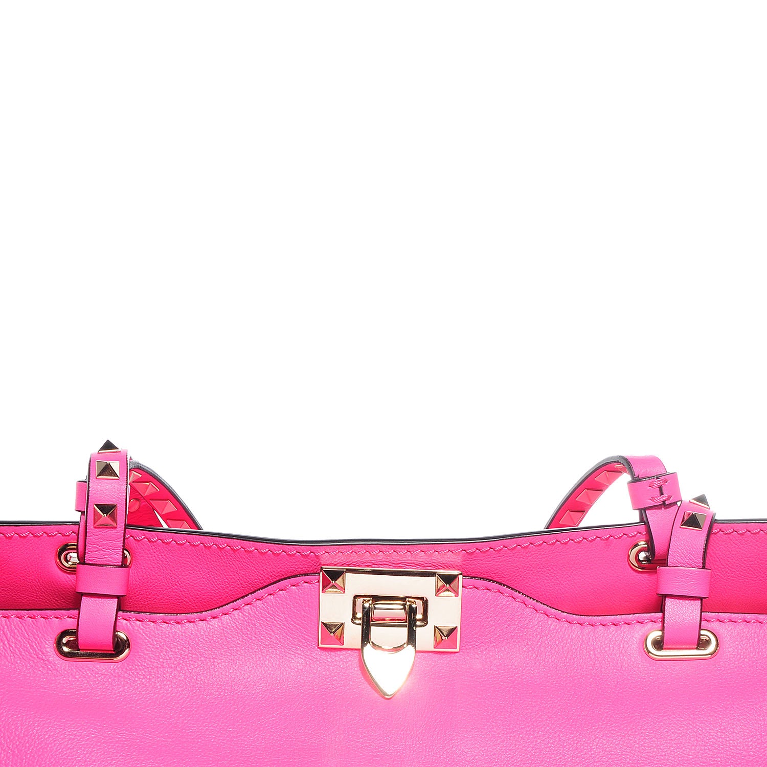 Valentino Garavani Vitello Medium Rockstud Tote Fuxia Fluo 7 of 9