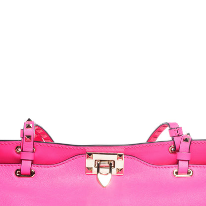 Valentino Garavani Vitello Medium Rockstud Tote Fuxia Fluo 7 of 9