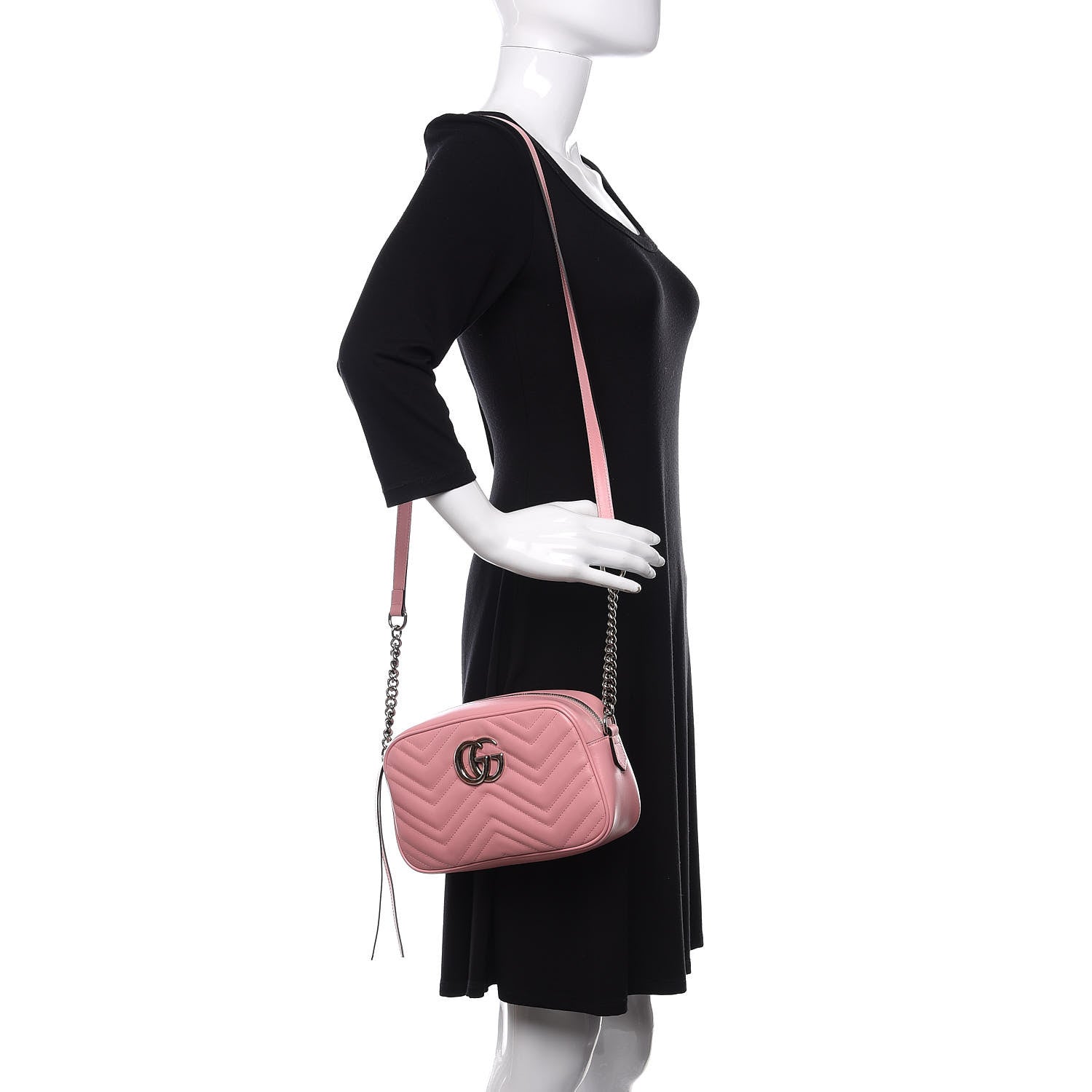 Gucci Calfskin Matelasse Small GG Marmont Chain Shoulder Bag Wild Rose 2 of 11