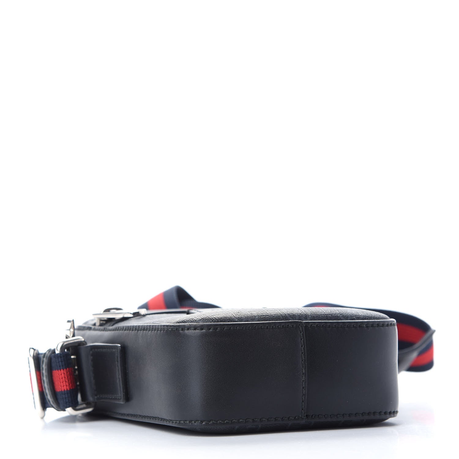 Gucci GG Supreme Monogram Appia Calfskin Web Small Camera Messenger Bag Black Grey 4 of 10