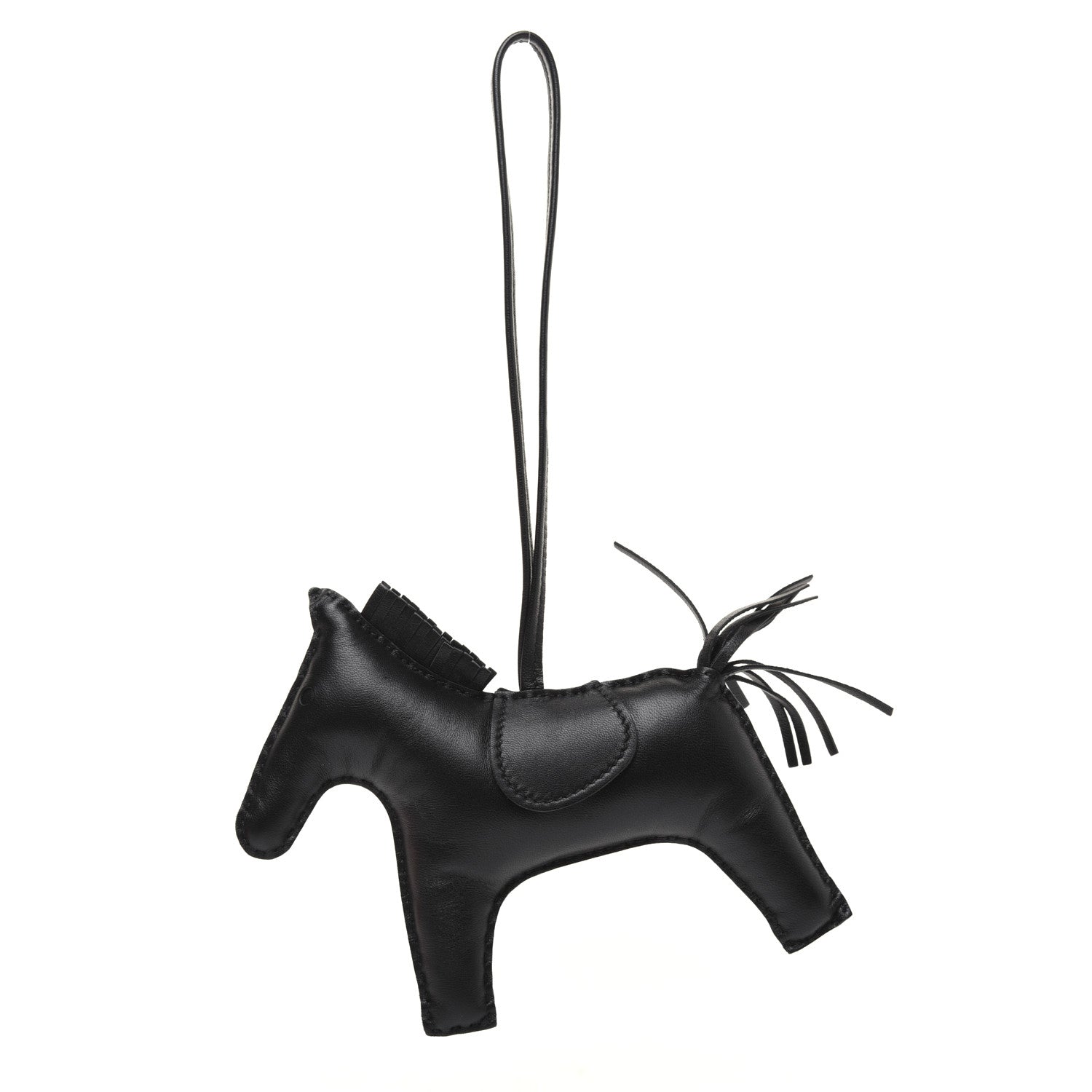 Hermes Milo Lambskin Grigri Rodeo Horse Bag Charm GM So Black 1 of 5