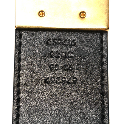 Gucci GG Supreme Monogram Plutone Calfskin Double G Reversible 37mm Belt 90 36 Beige Ebony New Acero 5 of 5