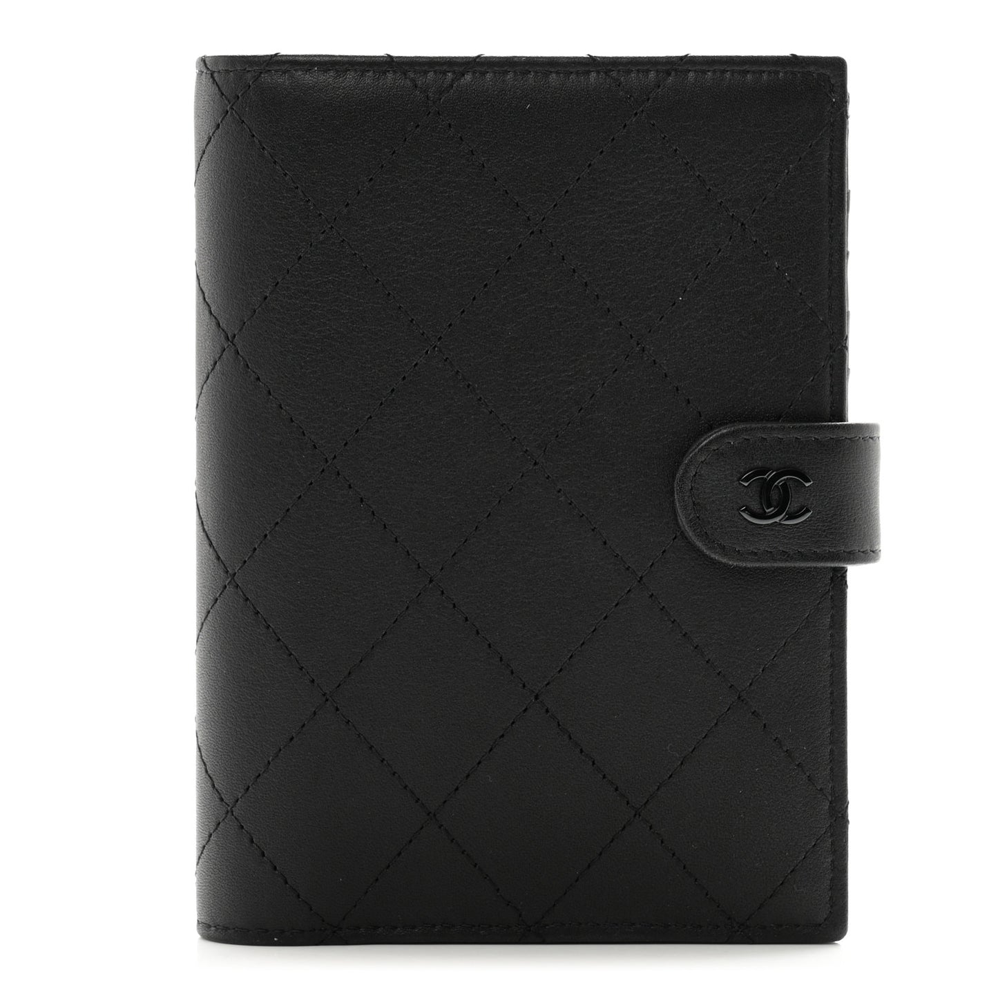 Grained Calfskin Quilted passport Holder Wallet So Black