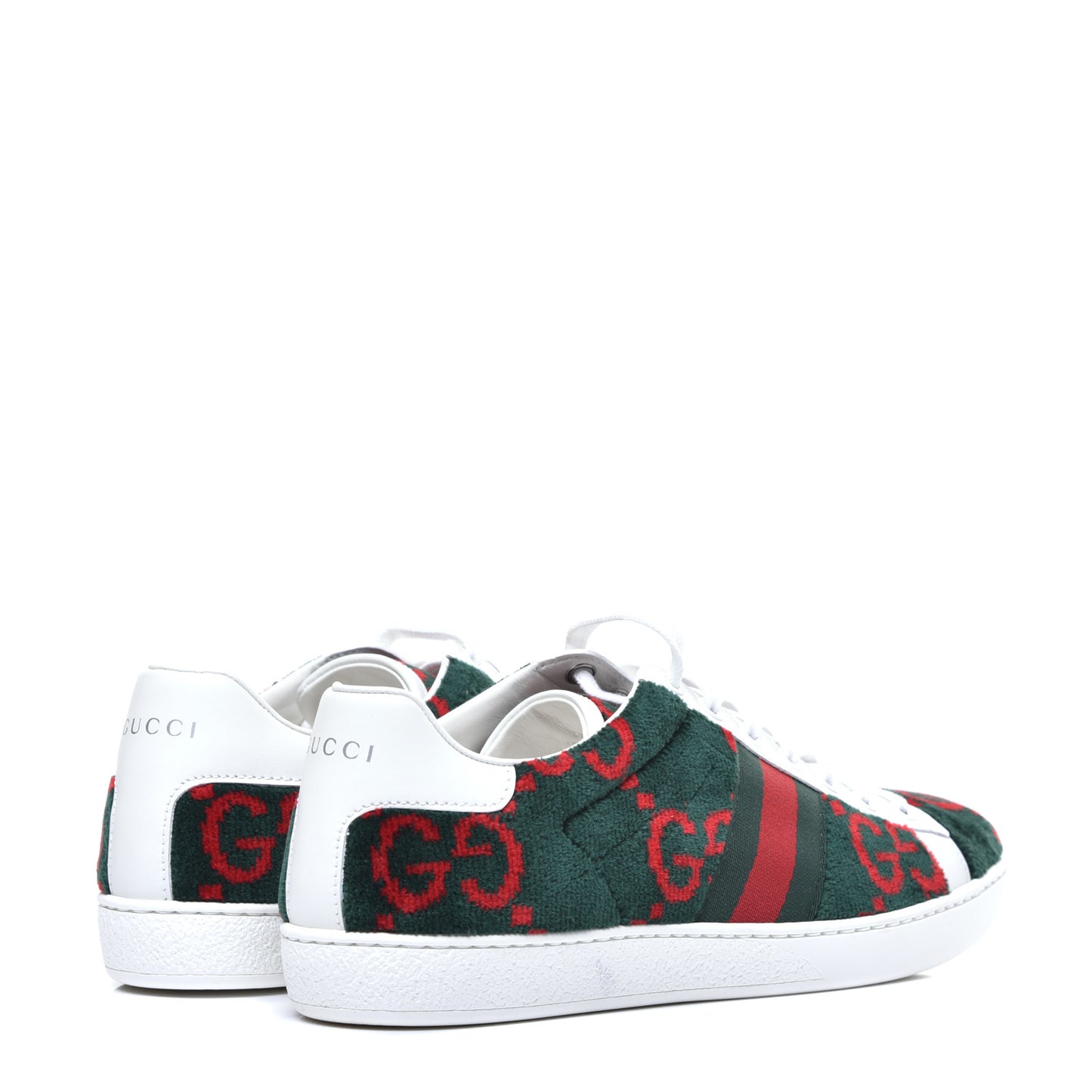 Terry Cloth GG Monogram Web Womens Ace Sneakers 39 Green Red