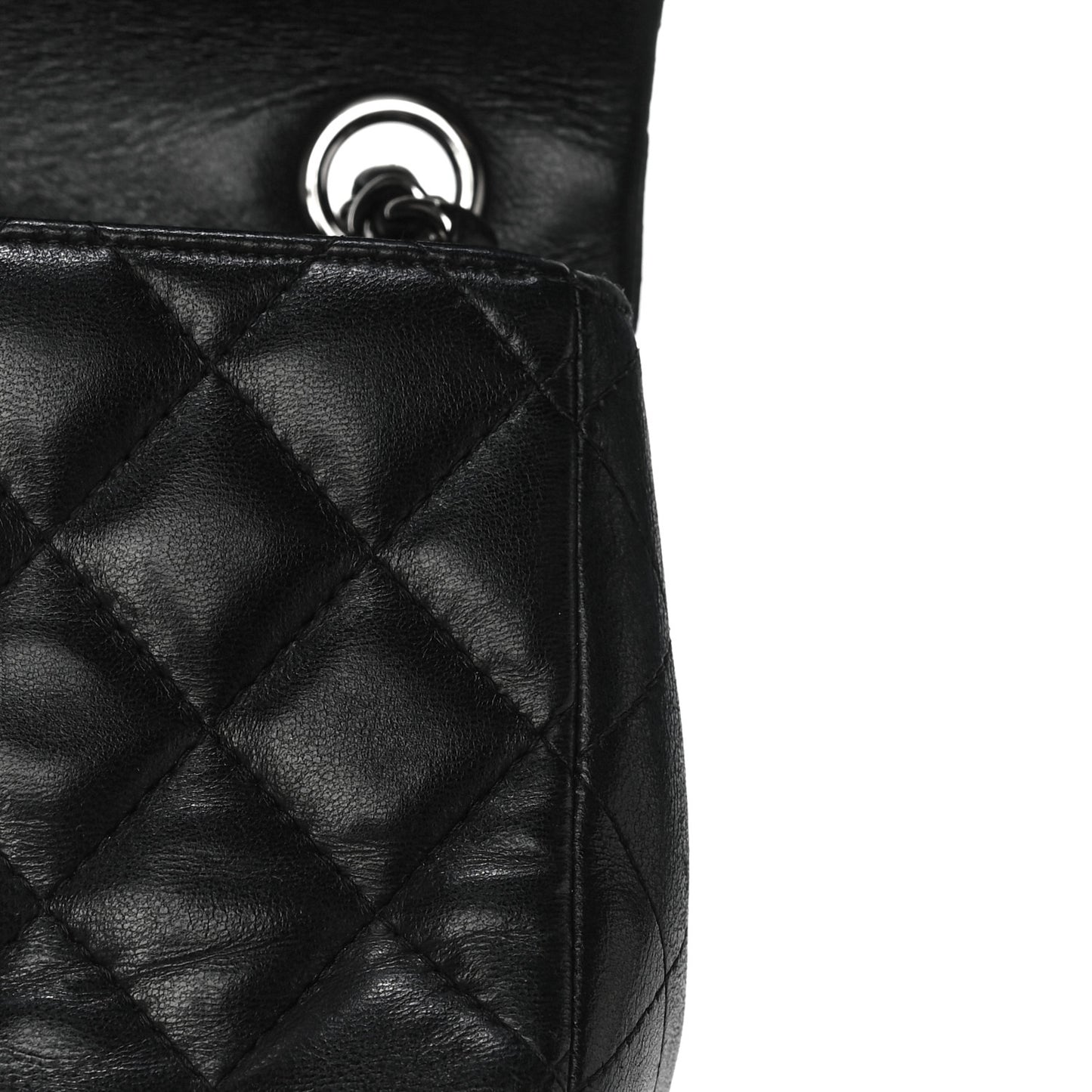 Lambskin Quilted Valentine Charms Mini Rectangular Flap Black