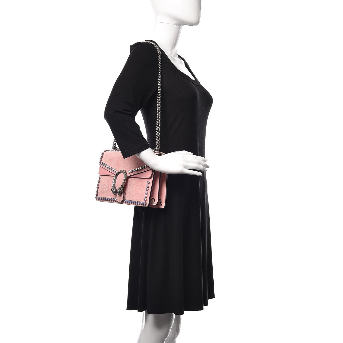 Suede Crystal Small Dionysus Shoulder Bag Peonia