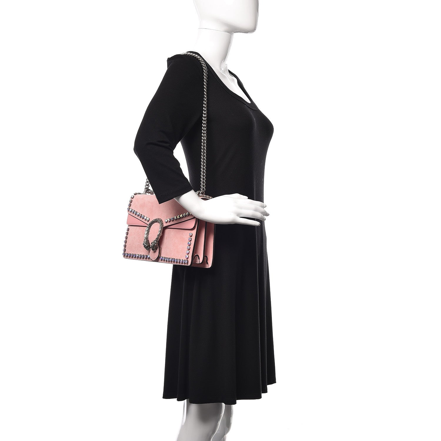 Gucci Suede Crystal Small Dionysus Shoulder Bag Peonia 2 of 9