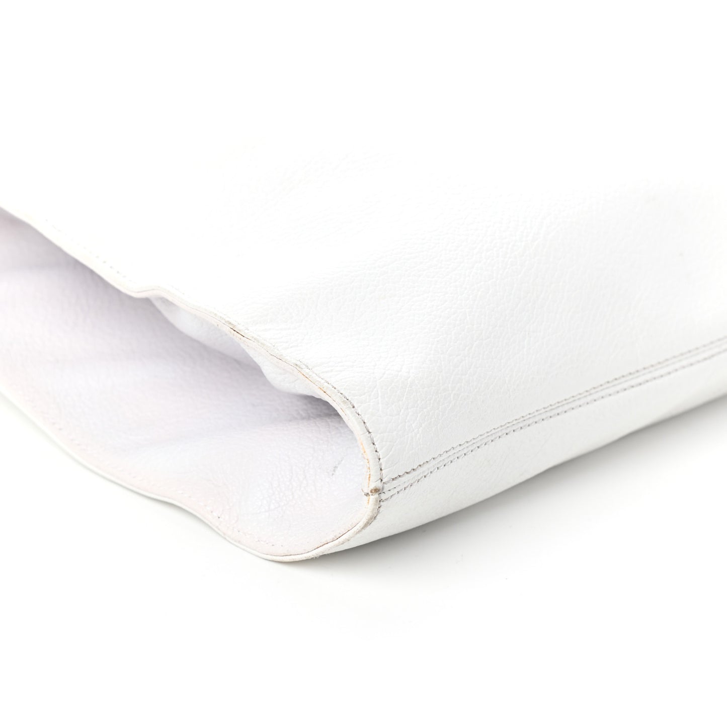 Calfskin Studded Shopping Tote White