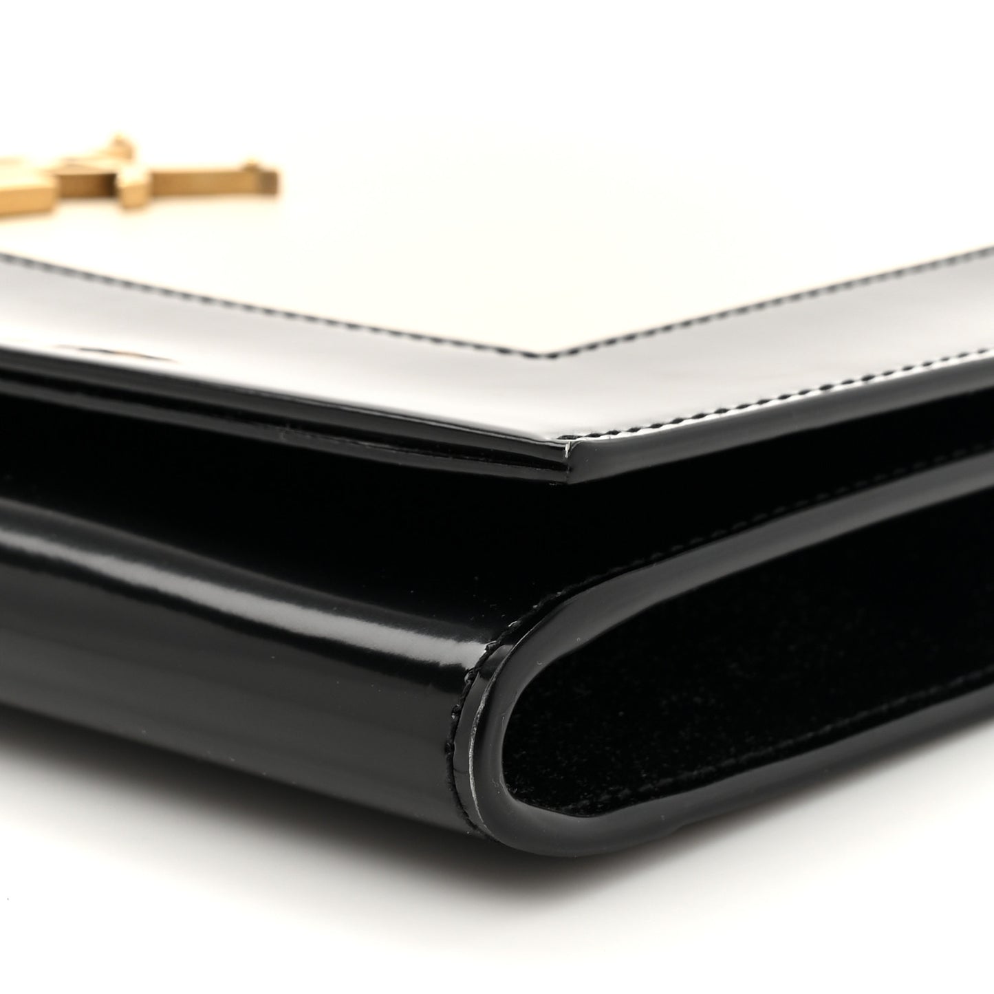 Nappa Patent Calfskin Two-Toned Monogram Pouch Alabastro Black