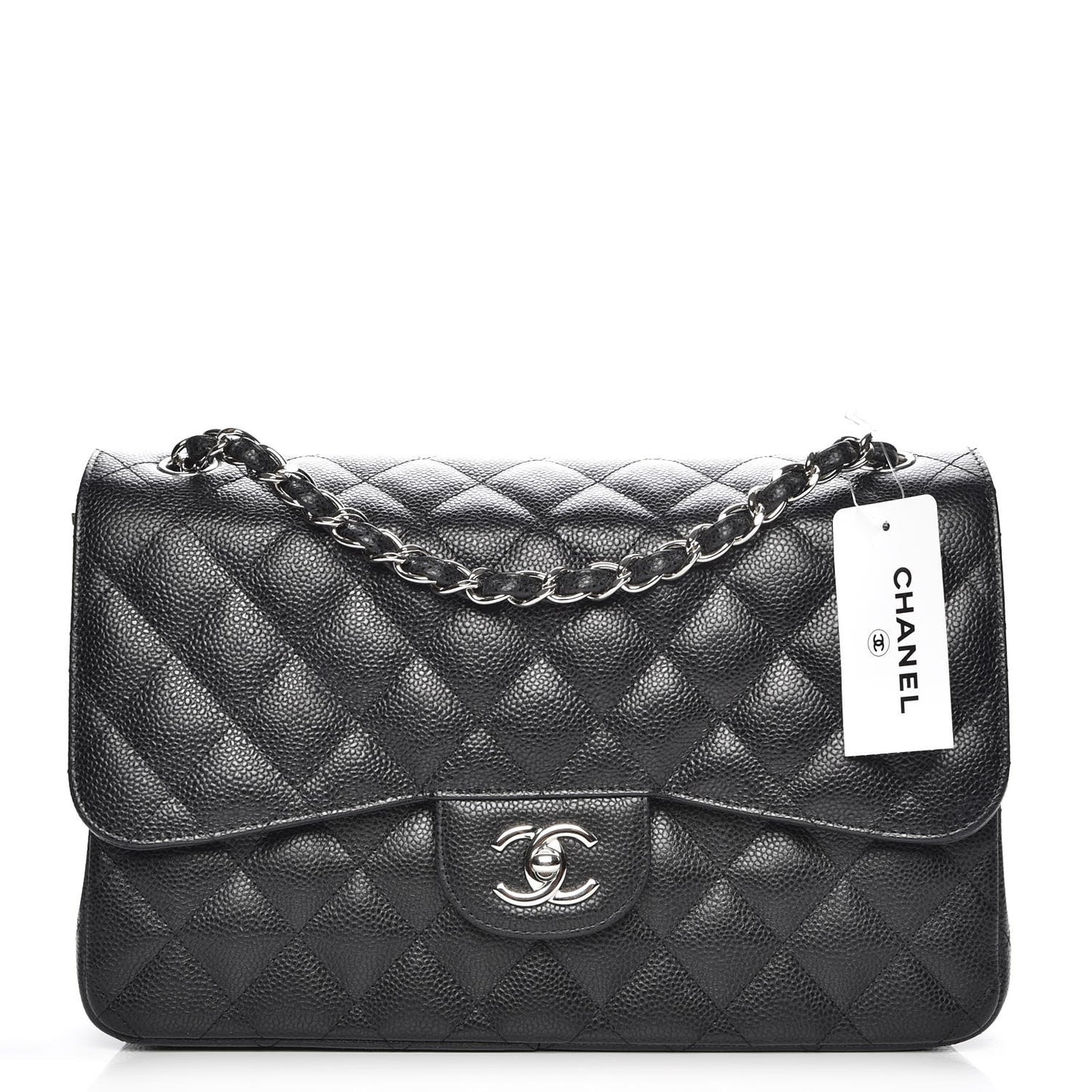 Caviar Quilted Jumbo Double Flap Black