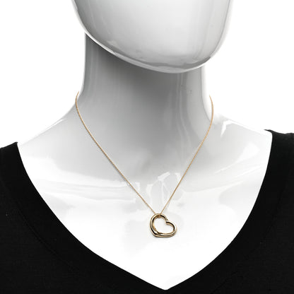 Tiffany 18K Yellow Gold 22mm Elsa Peretti Open Heart Pendant Necklace 2 of 4