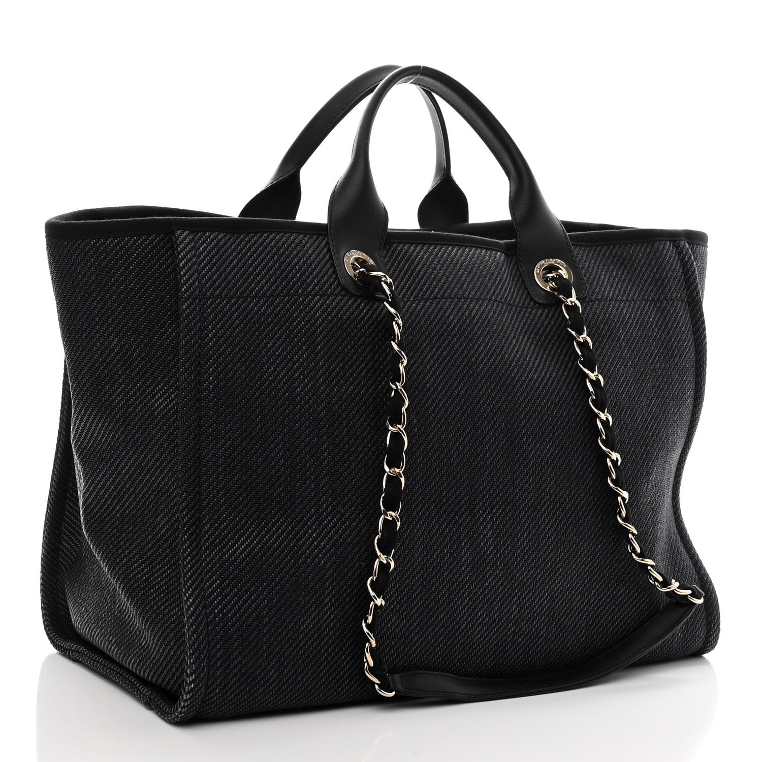 Chanel Mixed Fibers Calfskin Medium Deauville Tote Blue 2 of 9