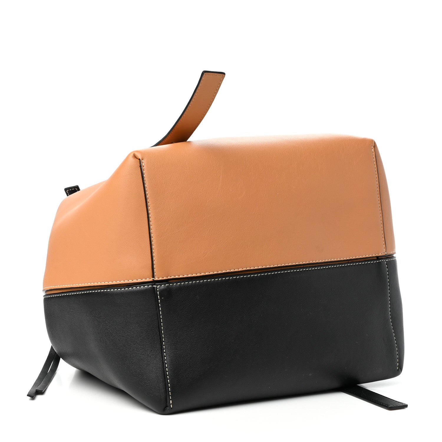 Loewe Calfskin Cube Two Tone Top Handle Bag Tan Black 4 of 9