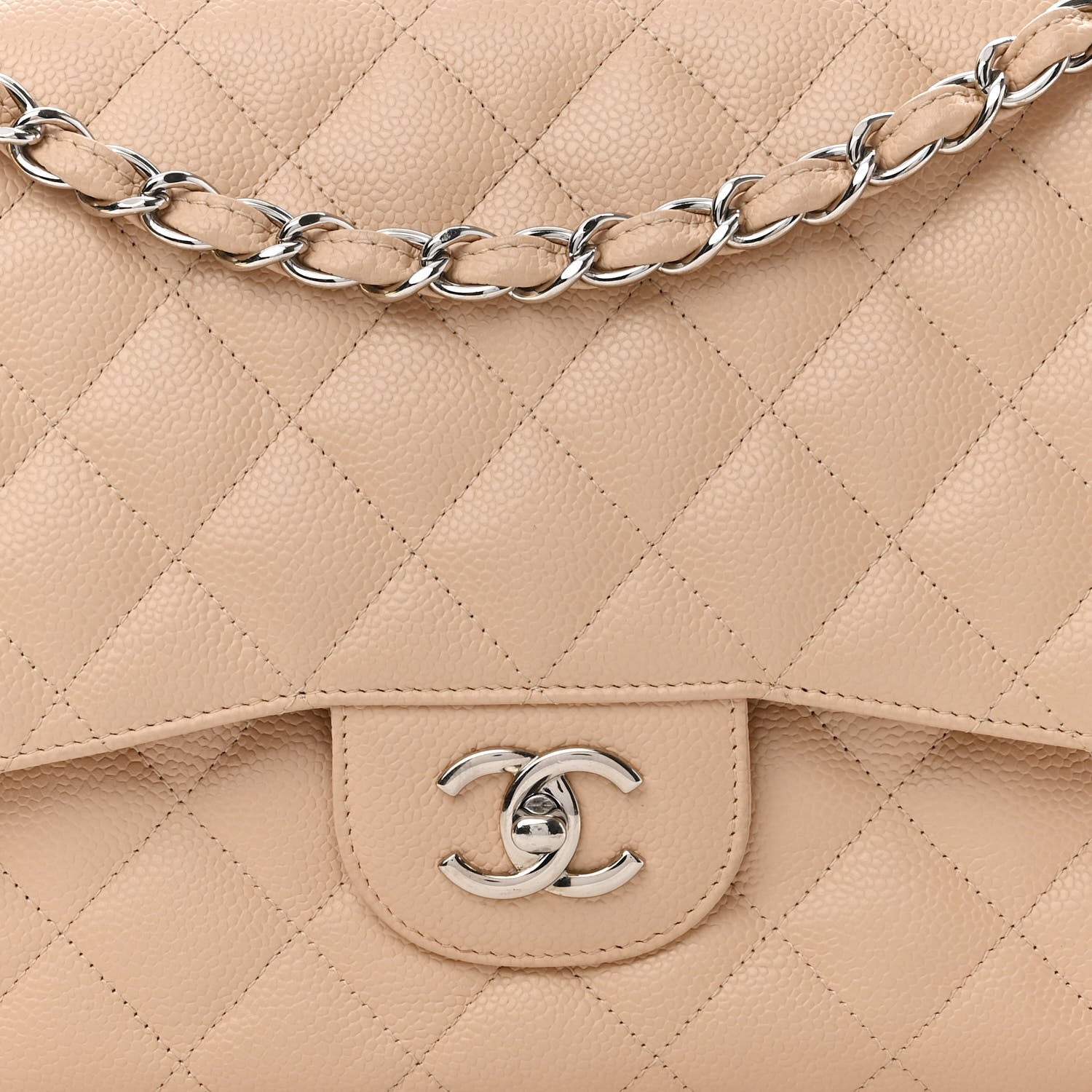 Chanel Caviar Quilted Jumbo Double Flap Beige Clair 8 of 11