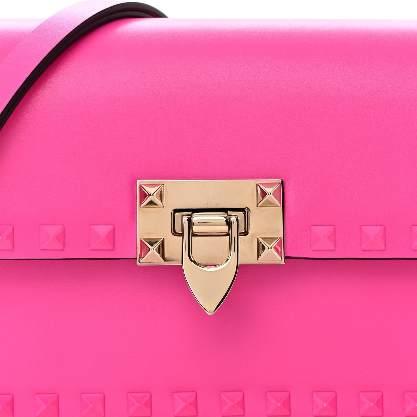 Smooth Calfskin Enamel Tonal Small Rockstud23 Shoulder Bag Pink PP
