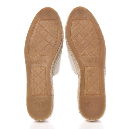 Chanel Iridescent Goatskin CC Espadrille Mules 36 Ivory Black 5 of 13