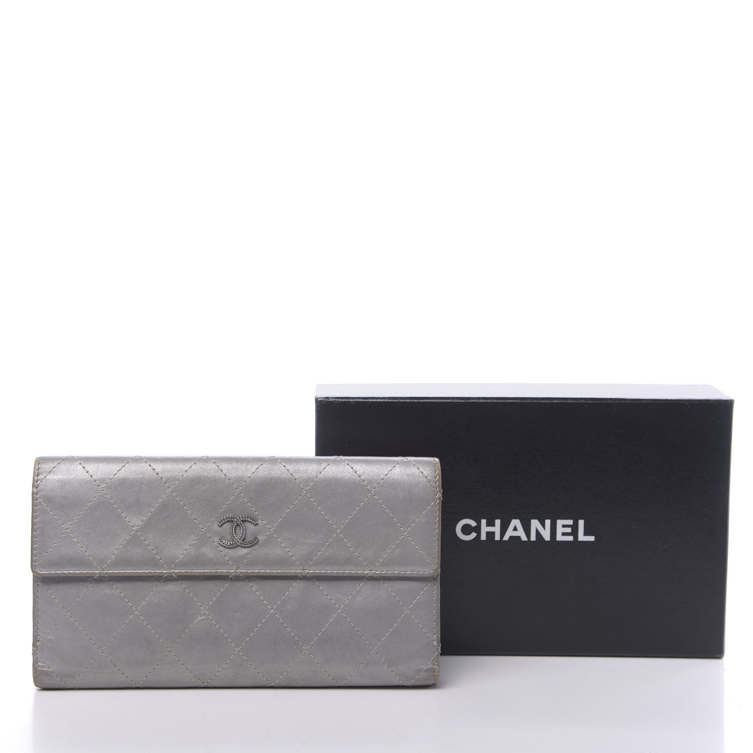 Chanel Aged Metallic Calfskin Large Palette Flap Wallet Silver 14 of 14