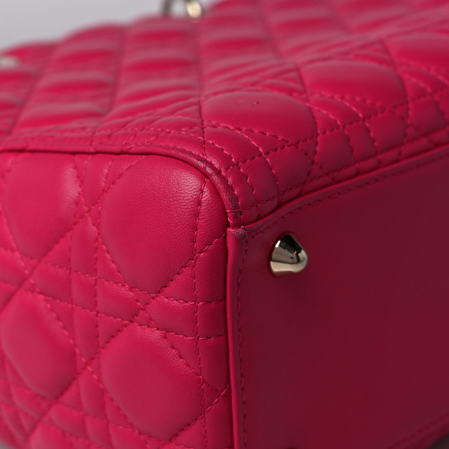 Lambskin Cannage Large Lady Dior Fuchsia